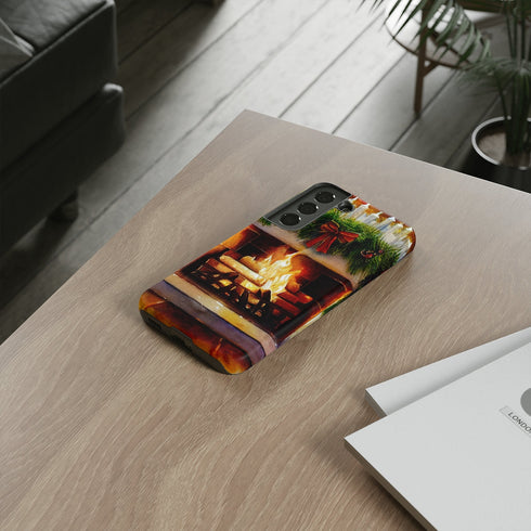 Candles on the Hearth Decorated for Christmas - Impact Resistant Phone Case
